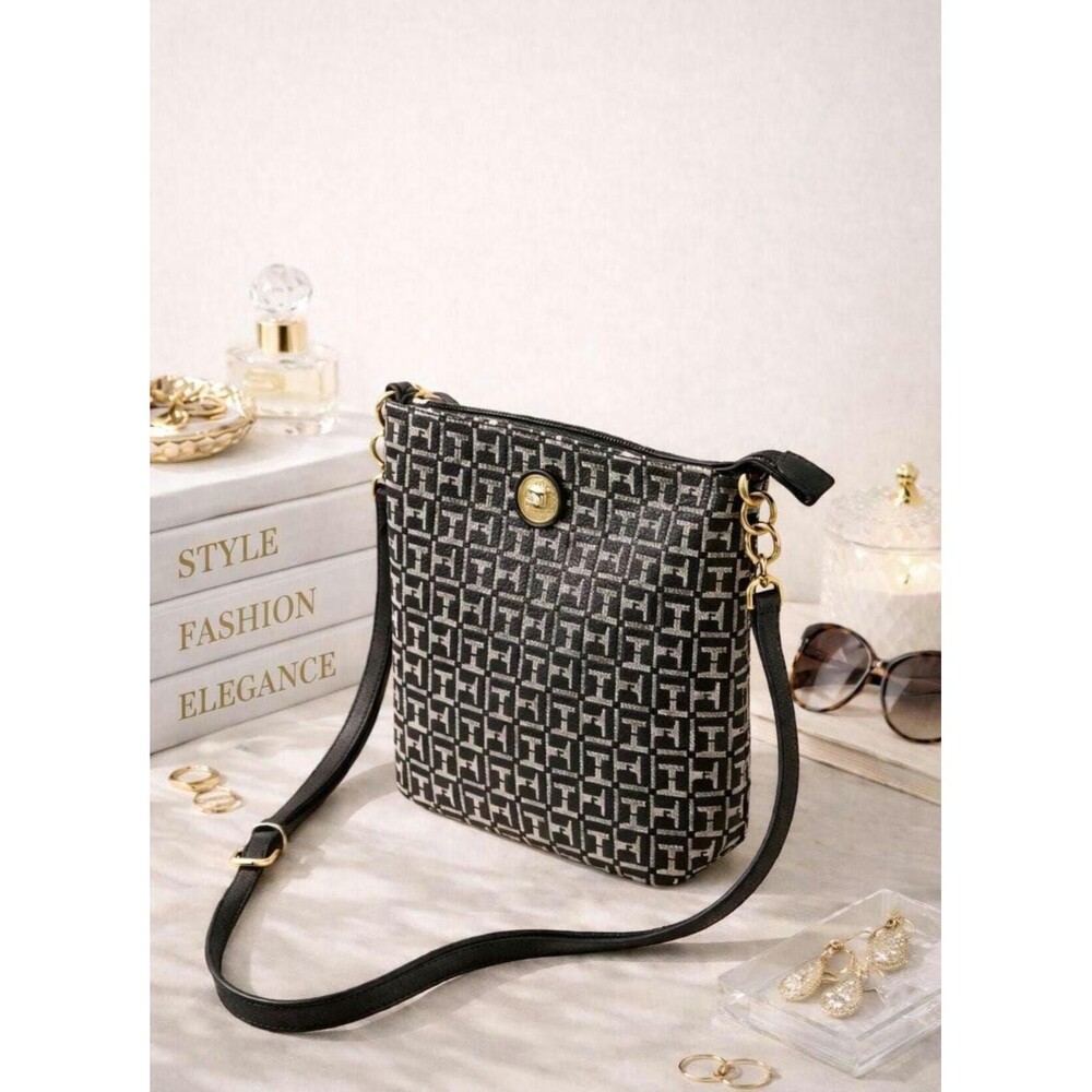 Tommy Hilfiger Bag / Crossbody Black White Monogram / Y2K Bag / Classic Preppy